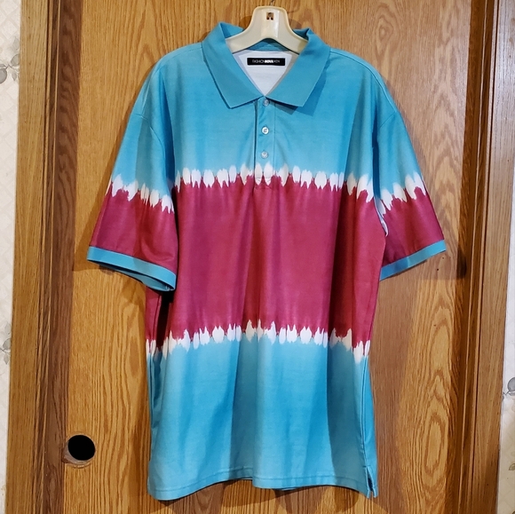 Fashion Nova Gerardo short sleeve tie dye polo shirt polyester size L - Picture 2 of 11